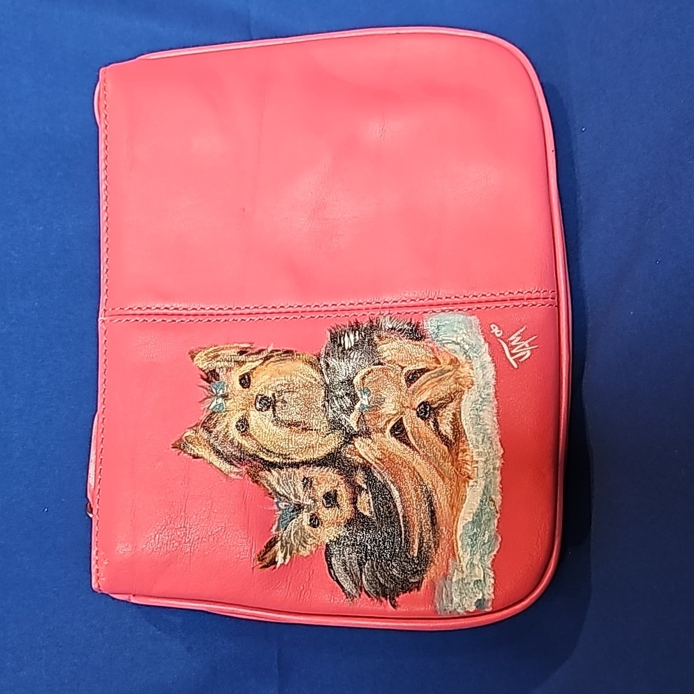 New Hand Painted by JAM, Giani Bernini Hot Pink Leather Purse Lightweight